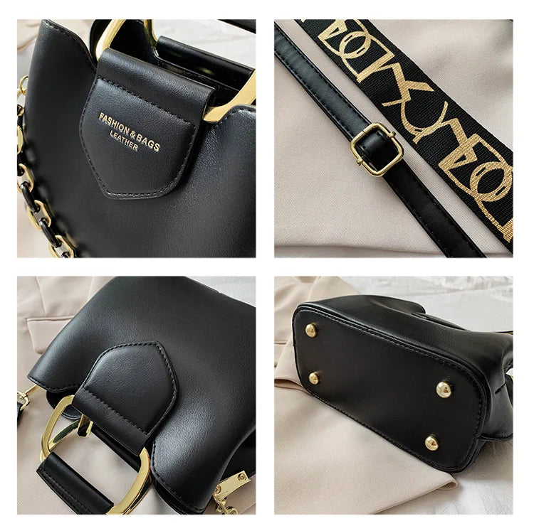 Elegant Leather Top-Handle Bag – Celeste