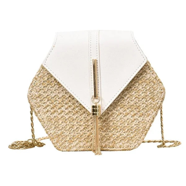 Hexagon Straw Leather Bag – Bella