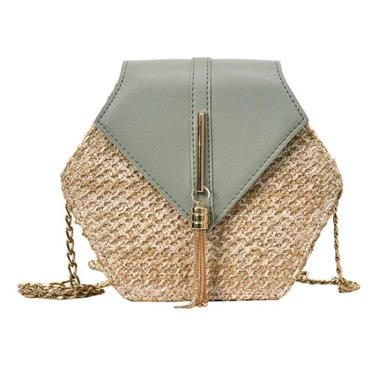 Hexagon Straw Leather Bag – Bella