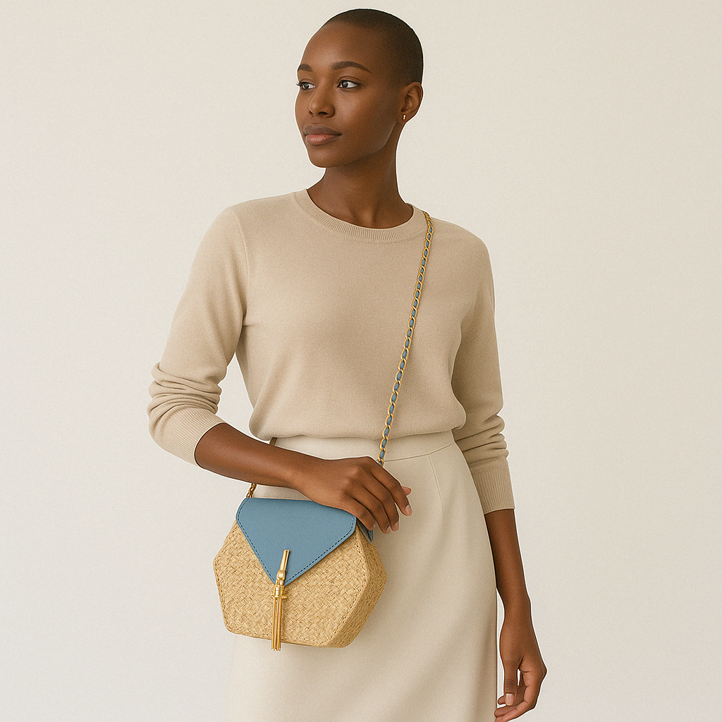 Hexagon Straw Leather Bag – Bella