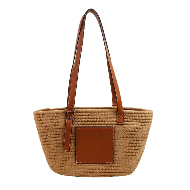 Large Capacity Beach Shoulder Bag Luxury Designer Wicker Rattan Straw Bags Weaving Women Tote Bags Ladies Travel Handbags