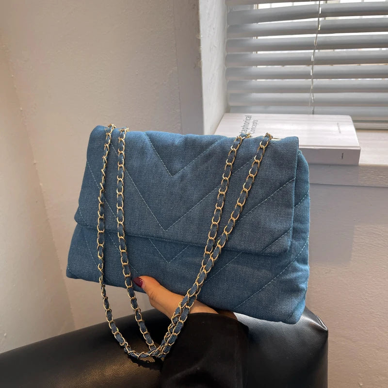 Denim Quilted Crossbody – Clara