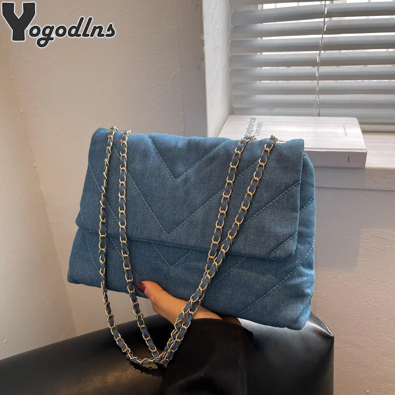 Denim Quilted Crossbody – Clara