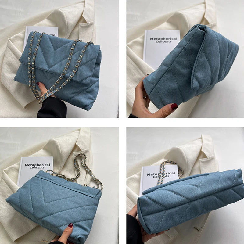 Denim Quilted Crossbody – Clara