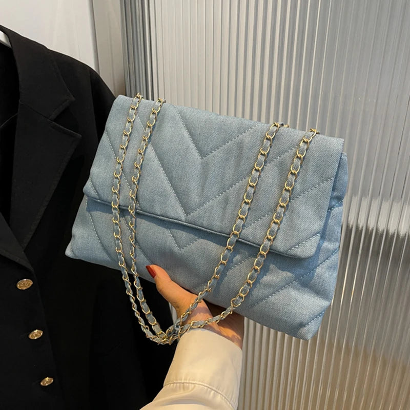 Denim Quilted Crossbody – Clara