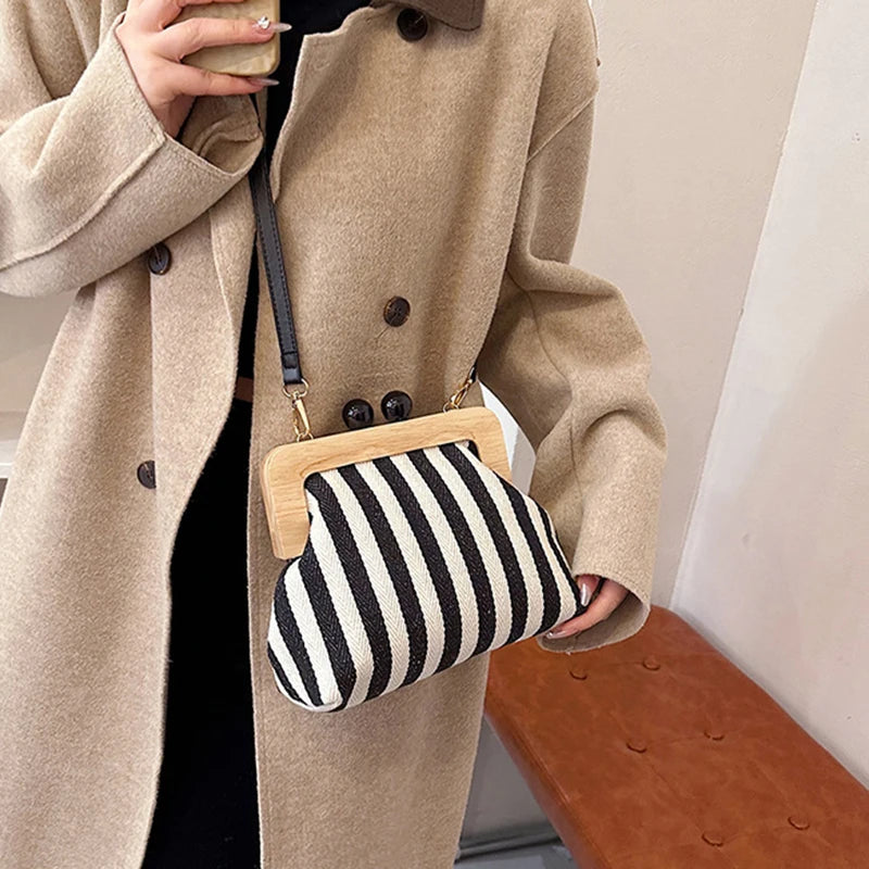 Striped Shell Messenger Shoulder Bag – The Margot