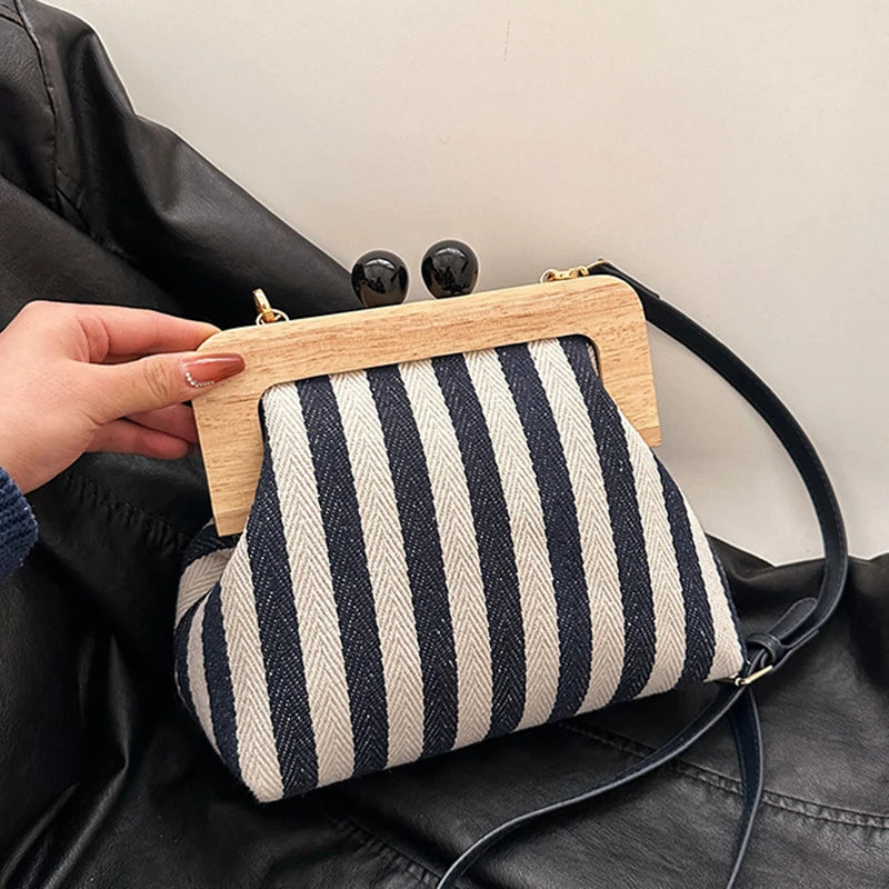 Striped Shell Messenger Shoulder Bag – The Margot