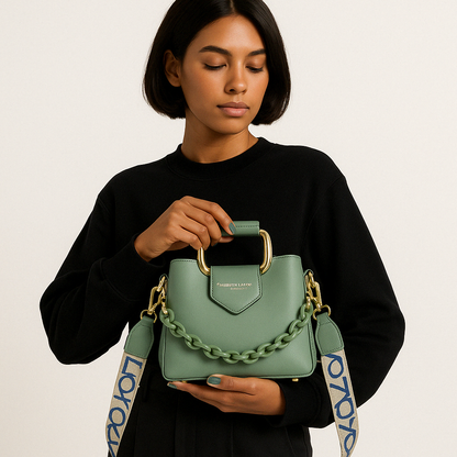 Elegant Leather Top-Handle Bag – Celeste