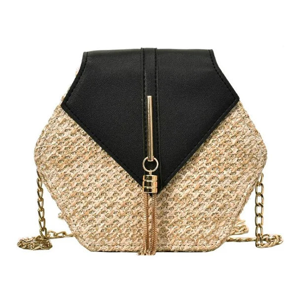 Hexagon Straw Leather Bag – Bella