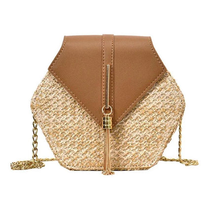 Hexagon Straw Leather Bag – Bella