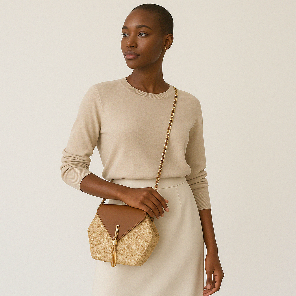 Hexagon Straw Leather Bag – Bella