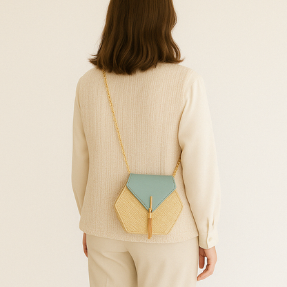 Hexagon Straw Leather Bag – Bella