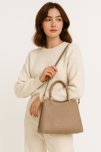 Glam Alligator Leather Shoulder Bag – The Sophia