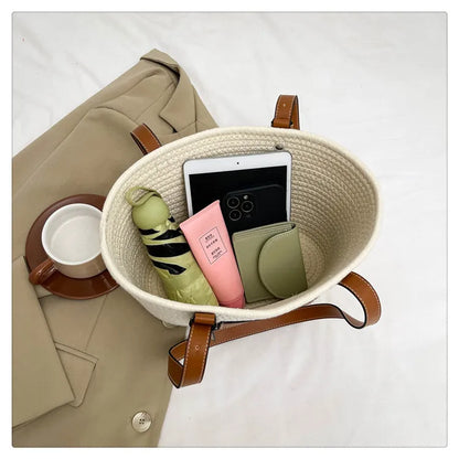 Large Capacity Beach Shoulder Bag Luxury Designer Wicker Rattan Straw Bags Weaving Women Tote Bags Ladies Travel Handbags