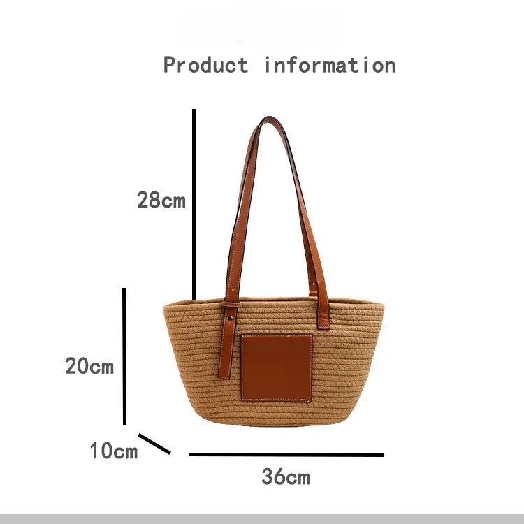 Large Capacity Beach Shoulder Bag Luxury Designer Wicker Rattan Straw Bags Weaving Women Tote Bags Ladies Travel Handbags