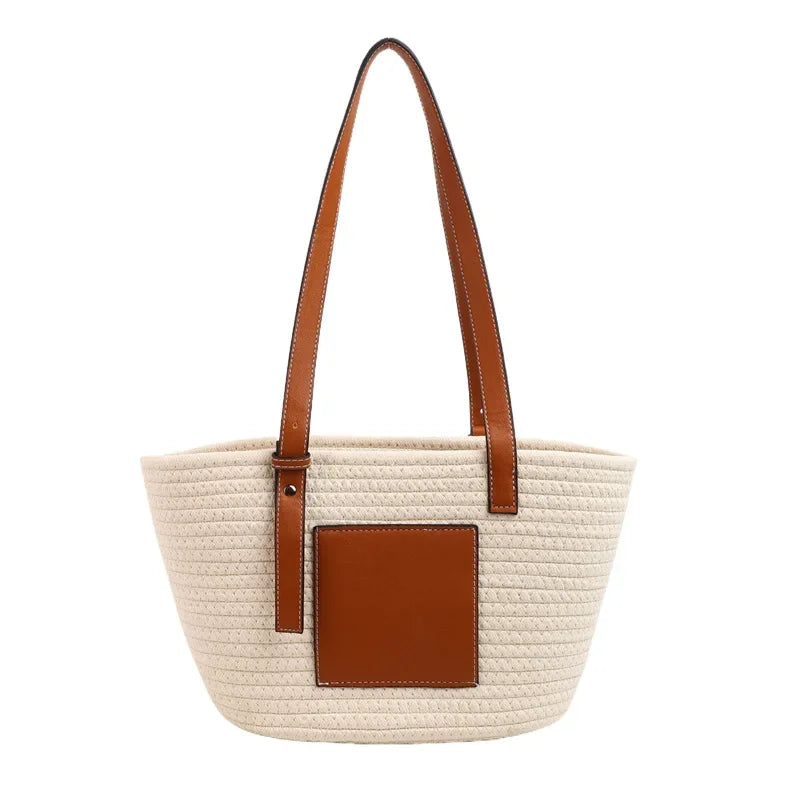 Large Capacity Beach Shoulder Bag Luxury Designer Wicker Rattan Straw Bags Weaving Women Tote Bags Ladies Travel Handbags